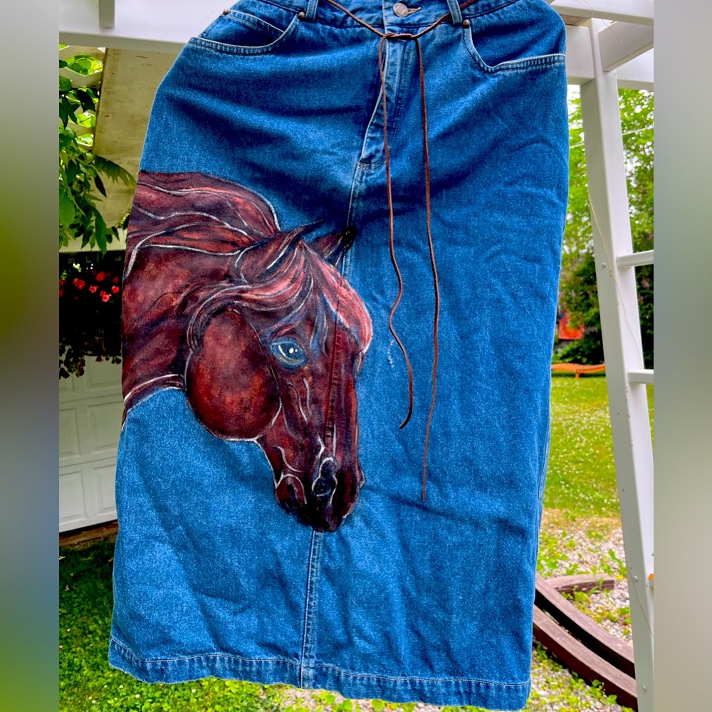 Handpainted, jean skirt